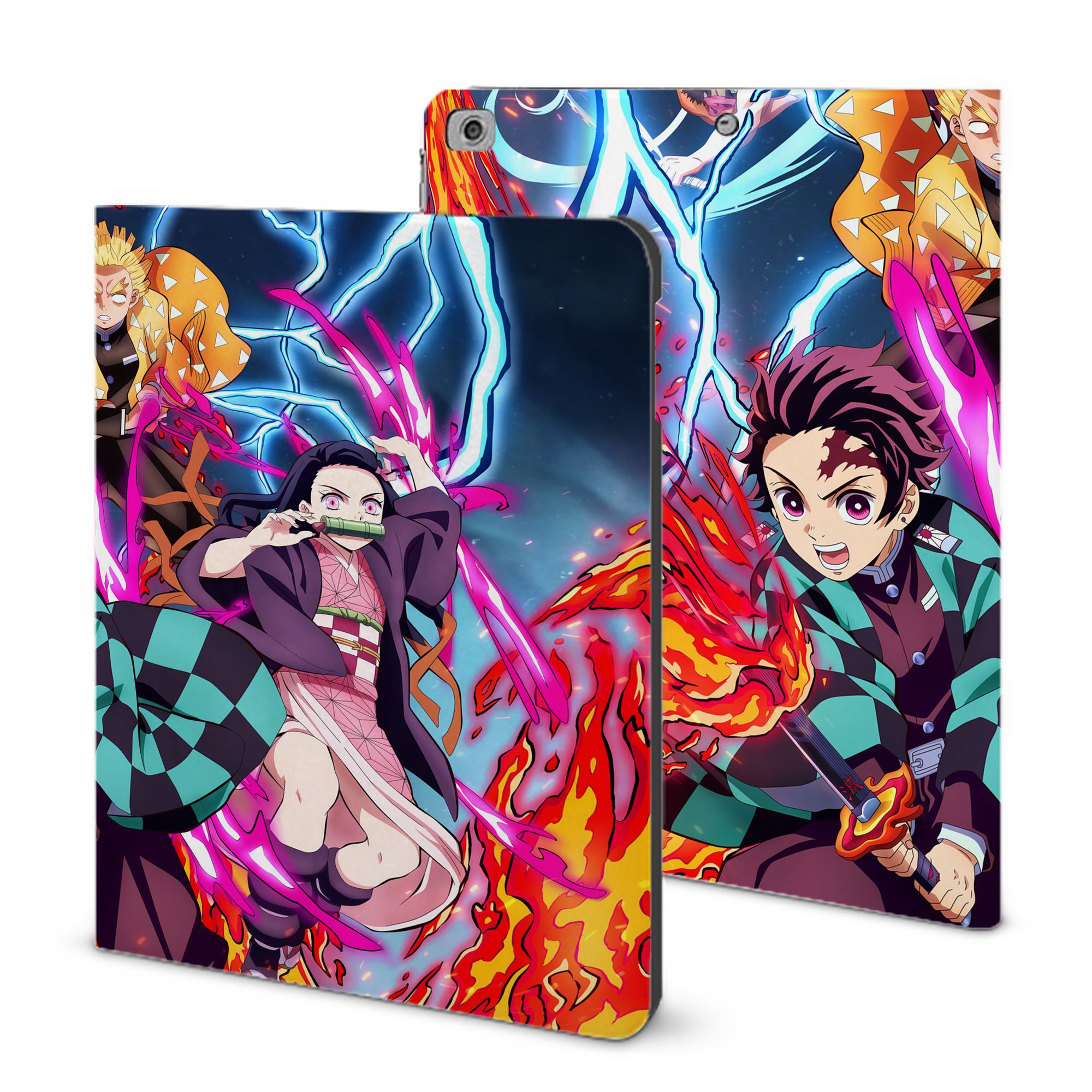（画像用） 鬼滅の刃（きめつのやいば）竈門 炭治郎／かまど たんじろう Kamado Tanjirou IPad ケース ブック型 PUレザー TPU 耐衝撃 軽量 薄型 ペン収納なし 全面保護 IPad 各モデル対応